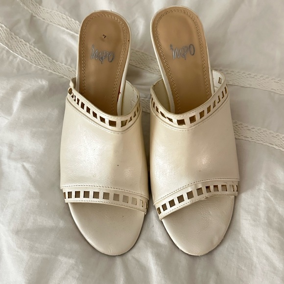 Impo Cream Mules with Perforated Design - Picture 1 of 3